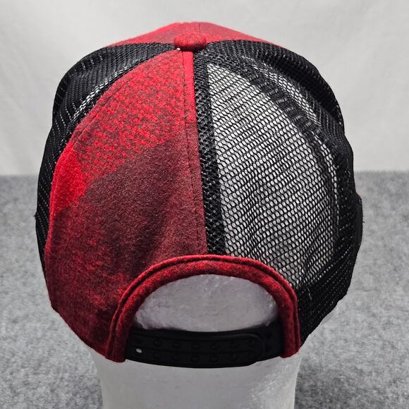 Volcom Red Plaid Wool Blend Trucker Hat Snapback Cap Mesh Back Skate Streetwear - Picture 3 of 9